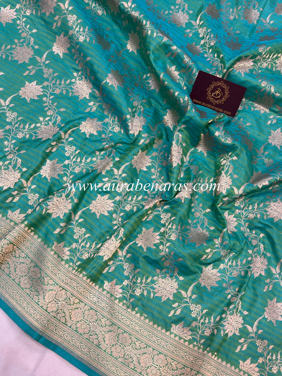 Sea Green Pure Banarasi Handloom Katan Silk Saree - Aura Benaras