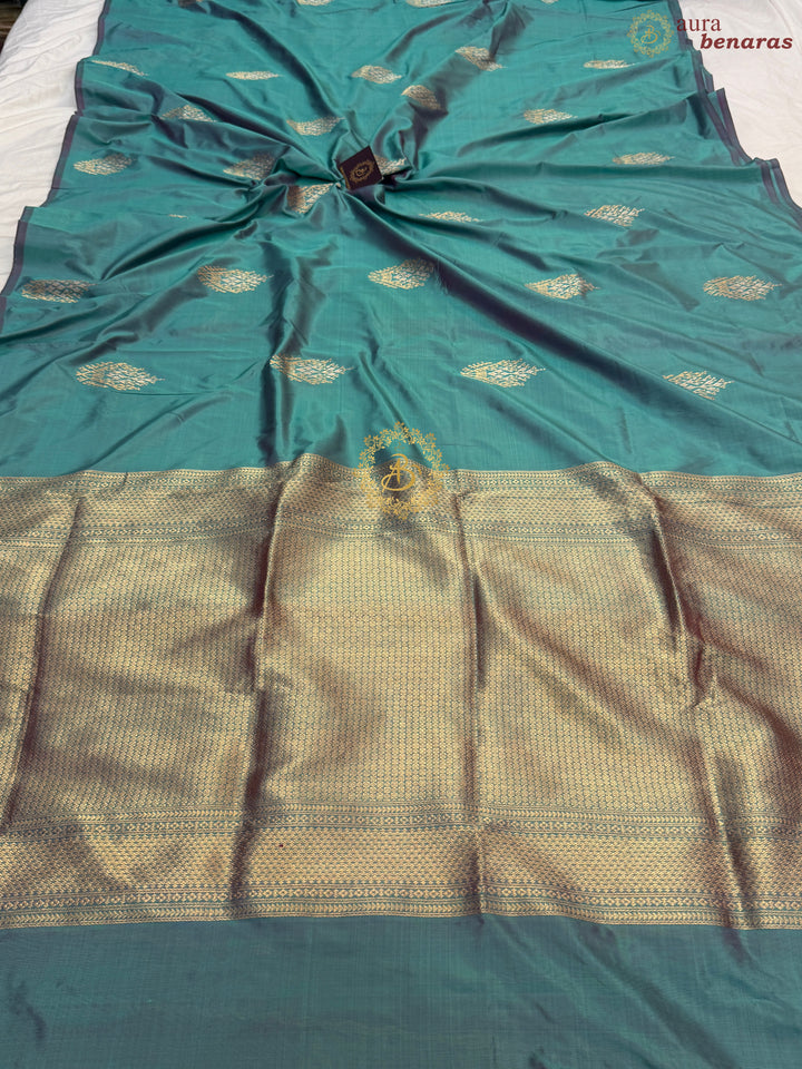 Bondi Blue Pure Banarasi Handloom Katan Silk Saree