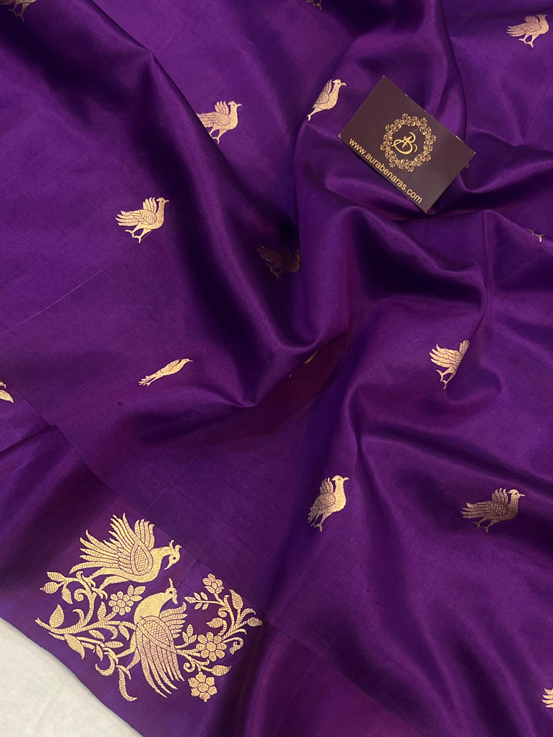 Purple Pure Banarasi Handloom Silk Saree - Aura Benaras