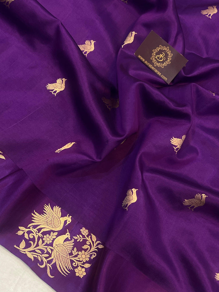 Purple Pure Banarasi Handloom Silk Saree - Aura Benaras