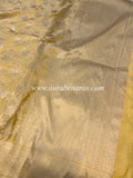 Creamish Yellow Pure Banarasi Handloom Katan Silk Saree - Aura Benaras