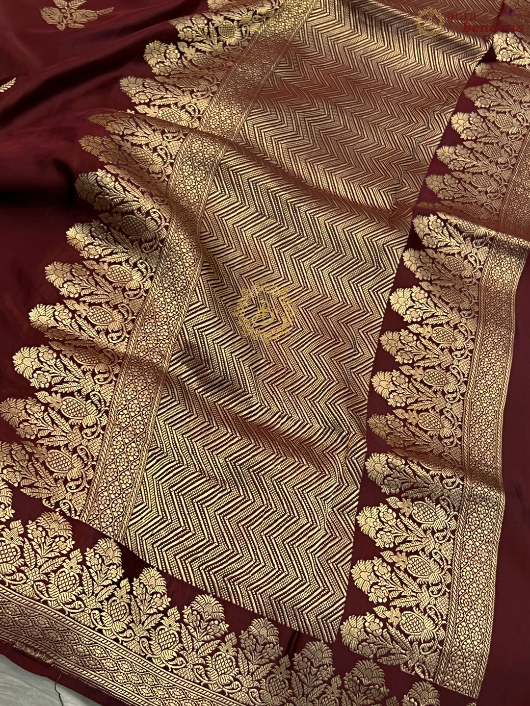 Deep Maroon Pure Mashru Silk Handloom Banarasi Saree