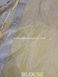 Creamish Yellow Pure Banarasi Handloom Katan Silk Saree - Aura Benaras