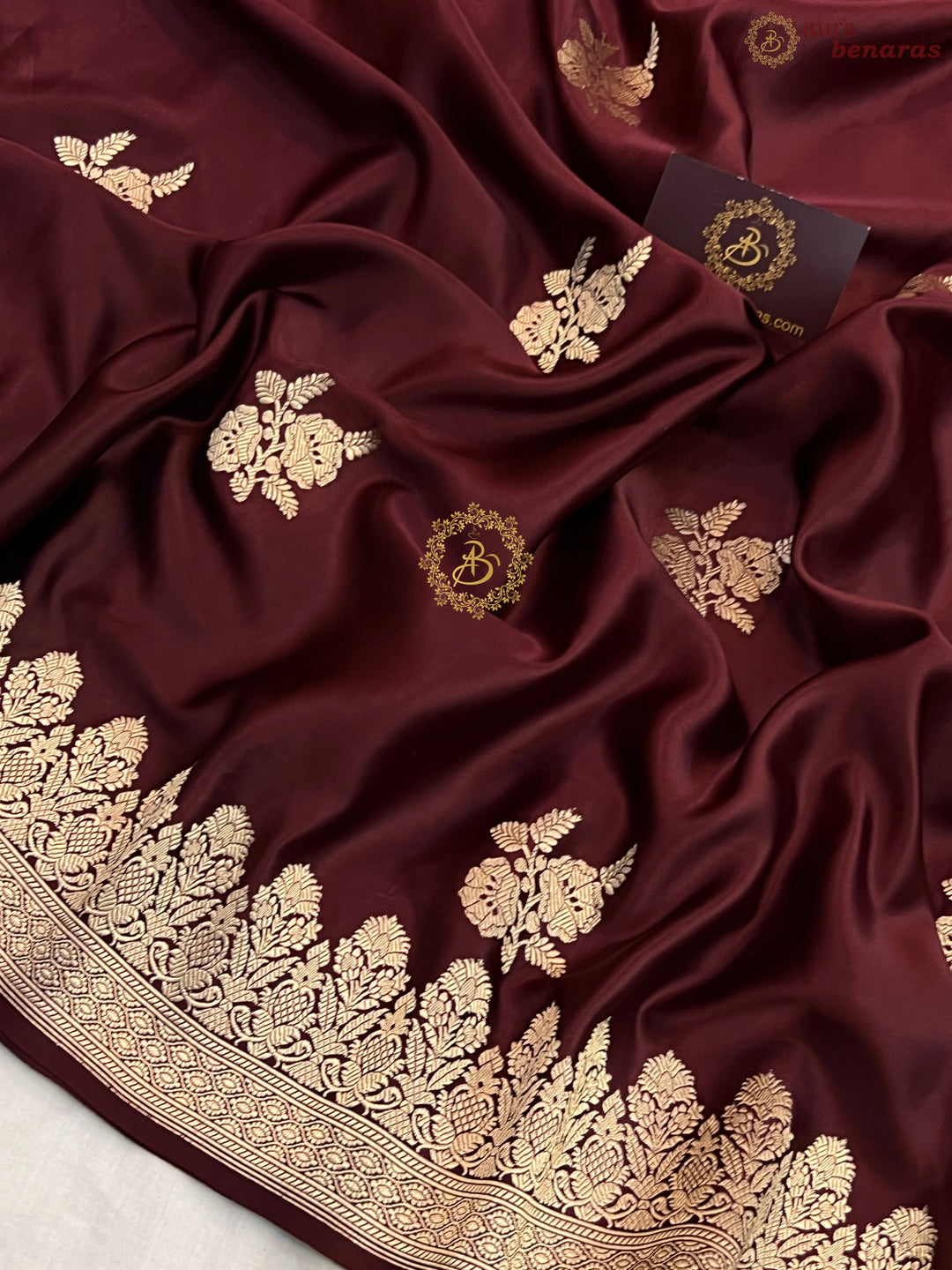 Deep Maroon Pure Mashru Silk Handloom Banarasi Saree