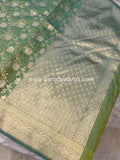 Olive Green Pure Banarasi Handloom Katan Silk Saree - Aura Benaras