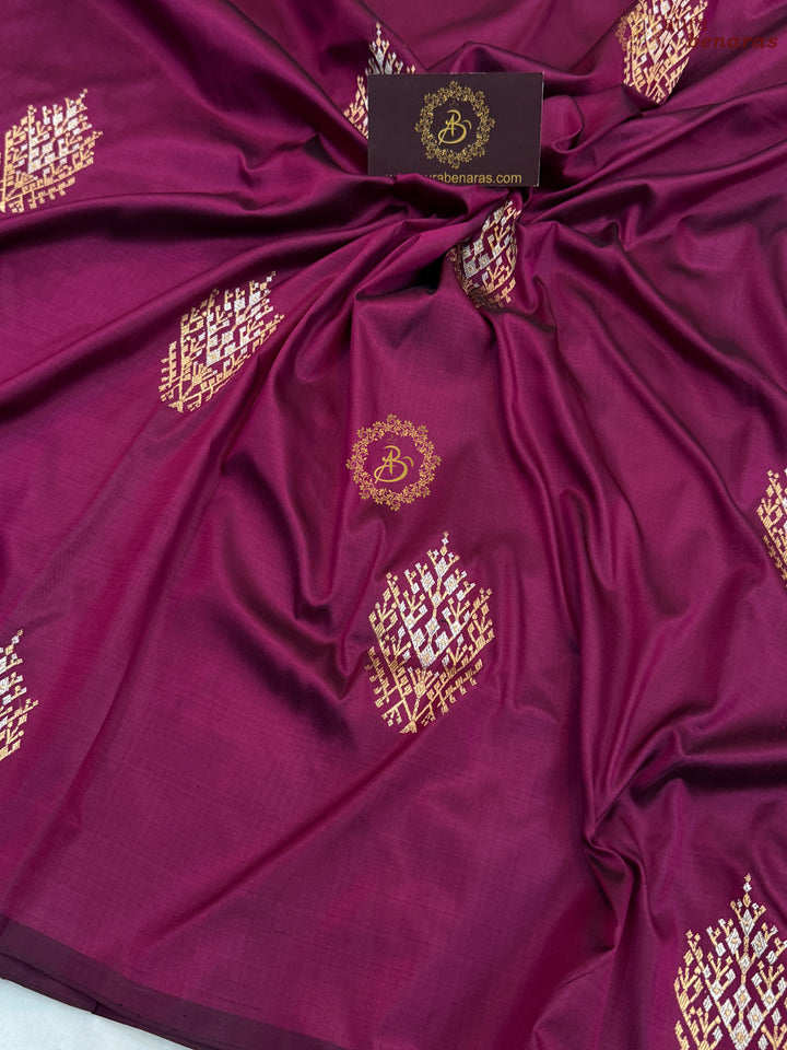 Hibiscus Shade Pure Banarasi Handloom Katan Silk Saree