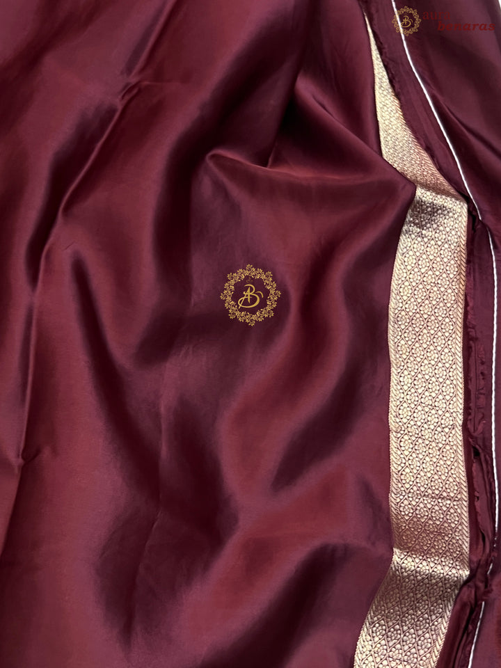 Deep Maroon Pure Mashru Silk Handloom Banarasi Saree