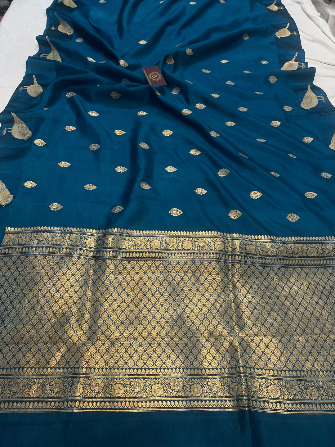 Rama Green Pure Banarasi Handloom Silk Saree - Aura Benaras