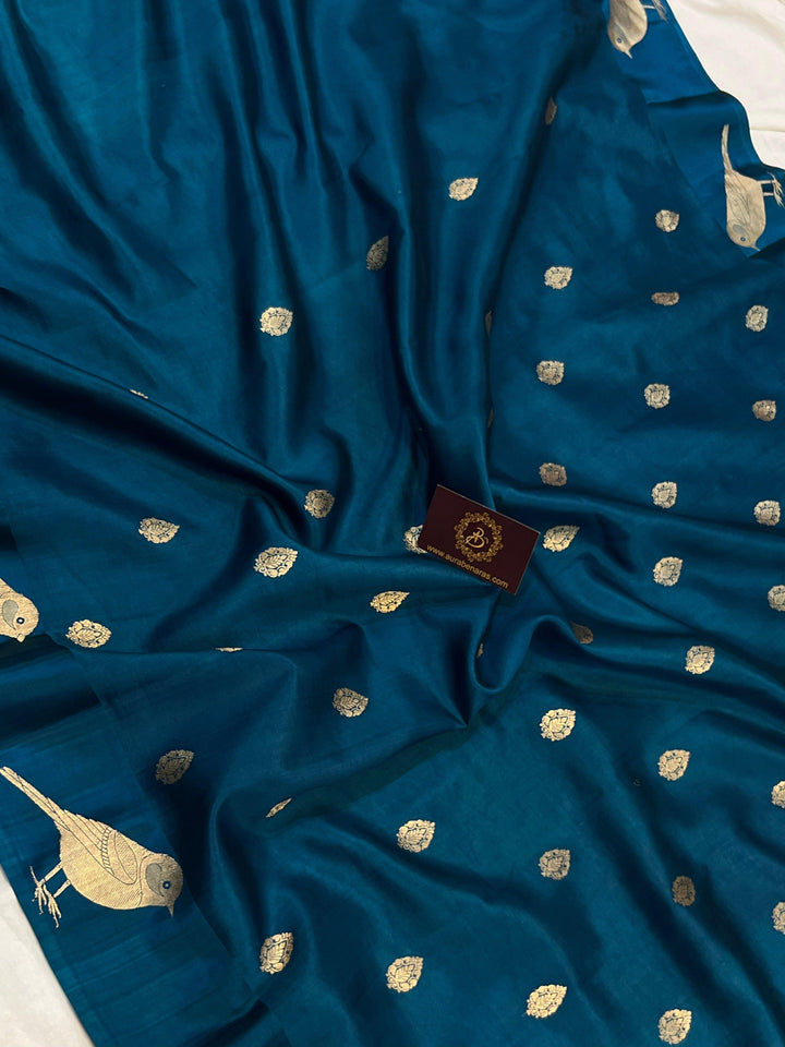 Rama Green Pure Banarasi Handloom Silk Saree - Aura Benaras