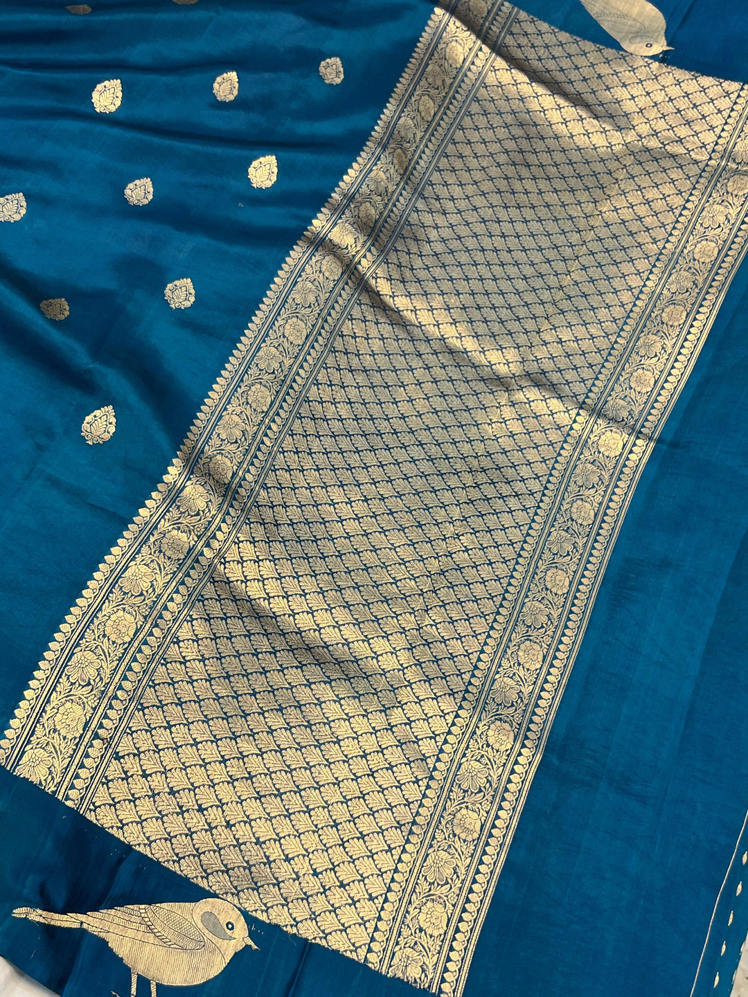 Rama Green Pure Banarasi Handloom Silk Saree - Aura Benaras