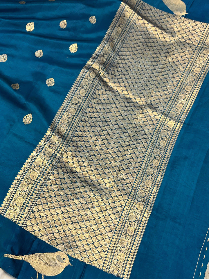 Rama Green Pure Banarasi Handloom Silk Saree - Aura Benaras