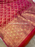 Orangish Pink Pure Banarasi Handloom Katan Silk Saree - Aura Benaras