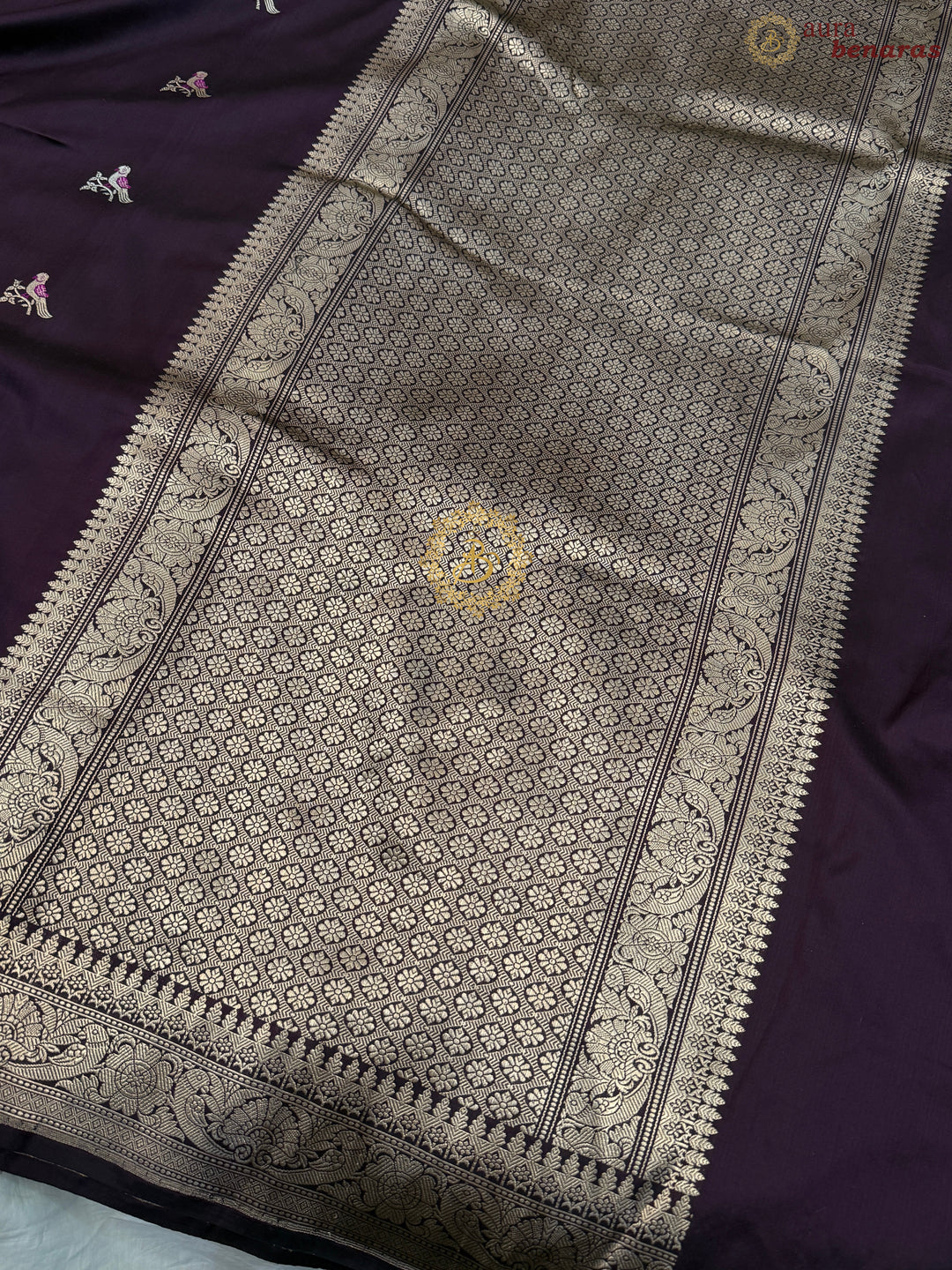 Wine Pure Katan Silk Handloom Banarasi Saree