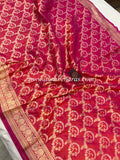 Orangish Pink Pure Banarasi Handloom Katan Silk Saree - Aura Benaras