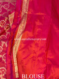 Orangish Pink Pure Banarasi Handloom Katan Silk Saree - Aura Benaras