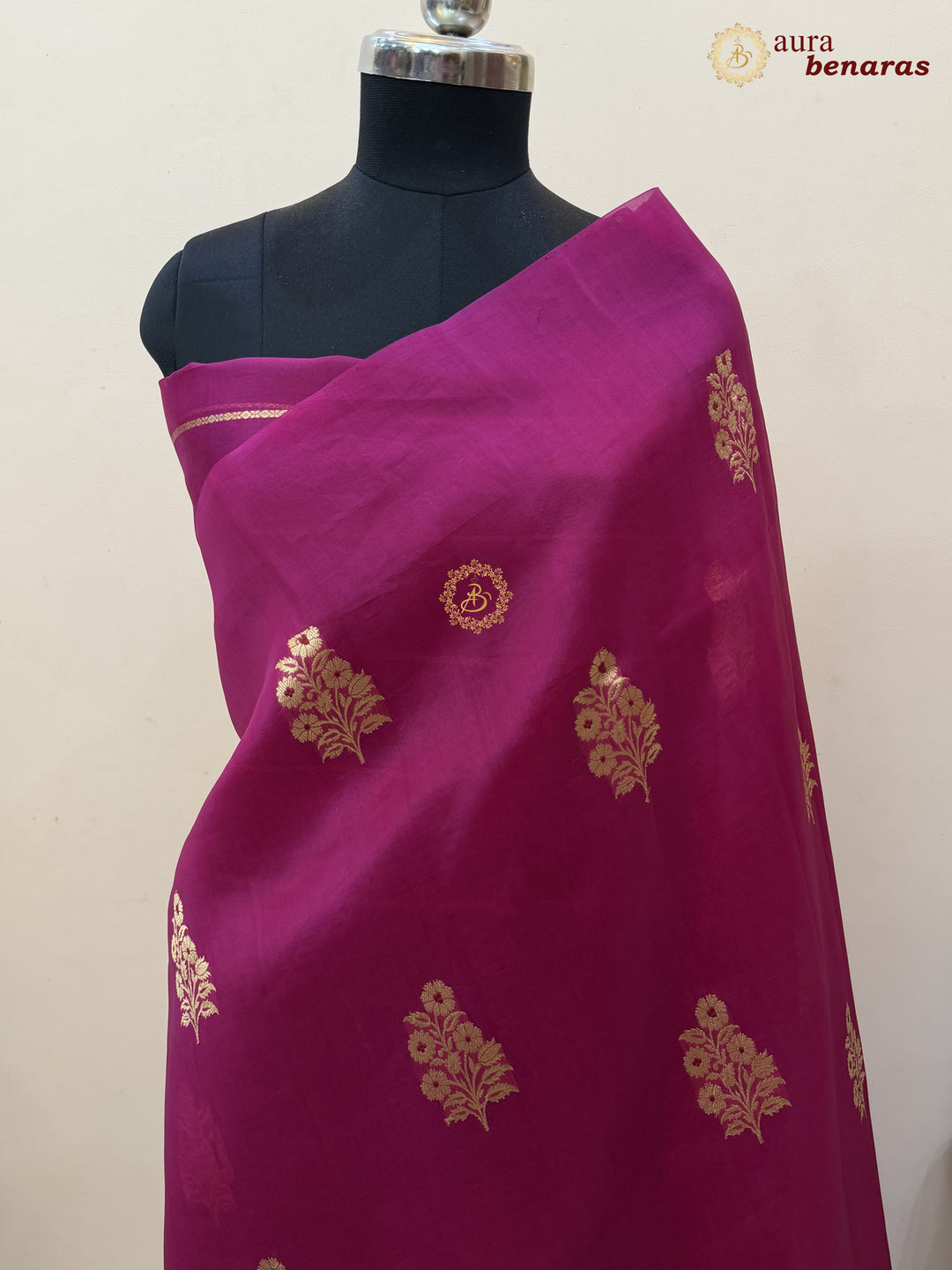 Rani Pink Pure Kora Silk Banarasi Saree with Kadhwa Meenakari Motifs