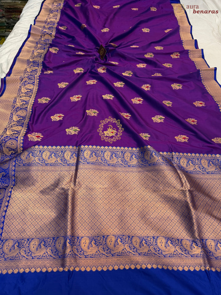 Purple Pure Katan Silk Handloom Banarasi Saree