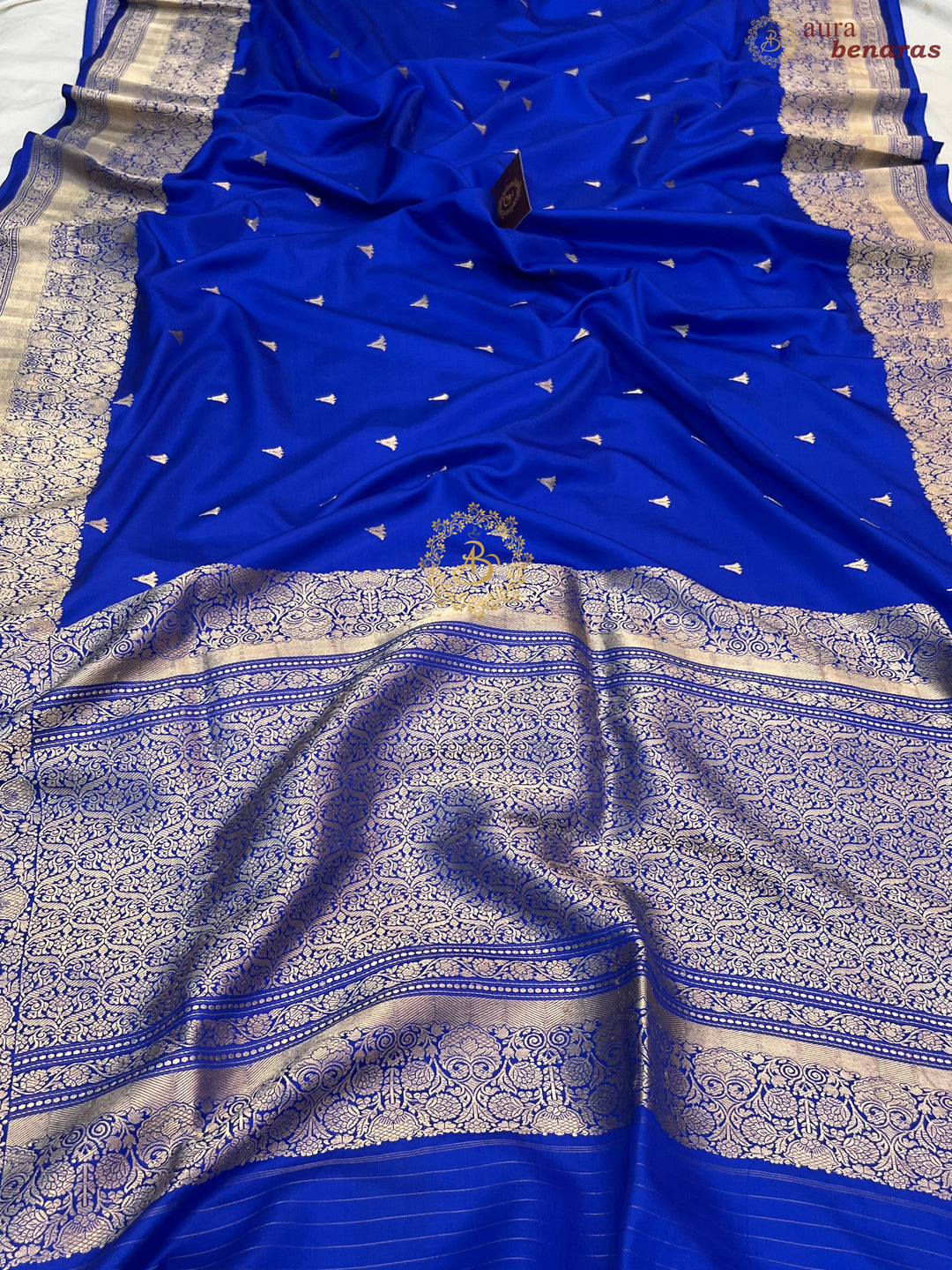 Royal Blue Pure Banarasi Handloom Mashru Silk Saree