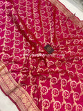 Rani Pink Pure Banarasi Handloom Katan Silk Saree - Aura Benaras