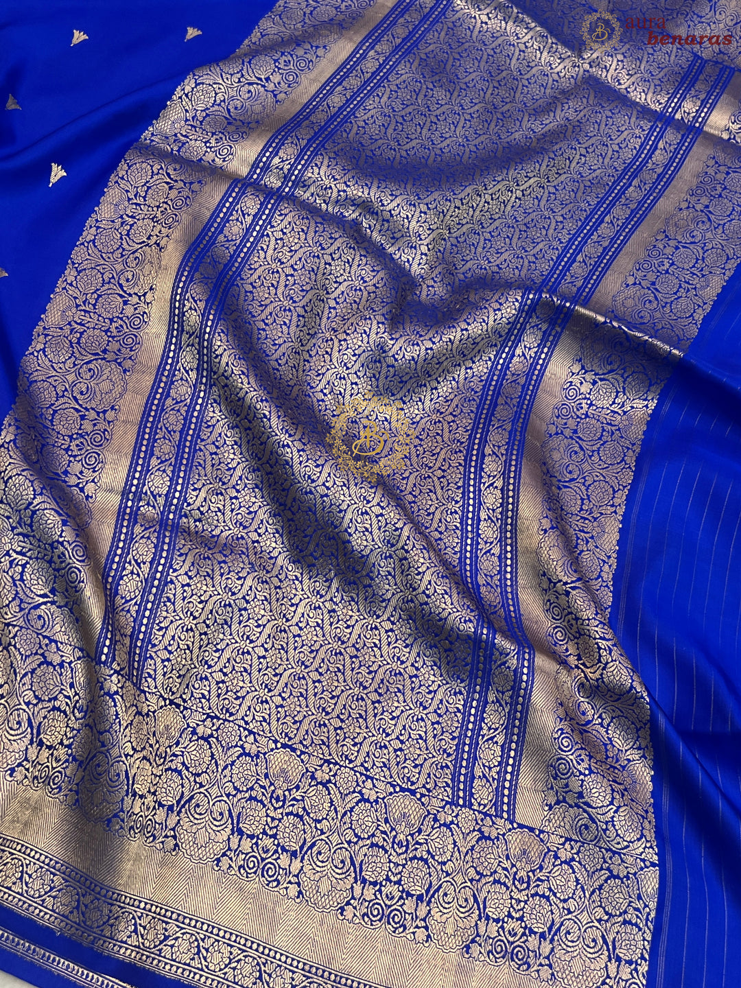 Royal Blue Pure Banarasi Handloom Mashru Silk Saree