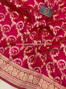 Rani Pink Pure Banarasi Handloom Katan Silk Saree - Aura Benaras