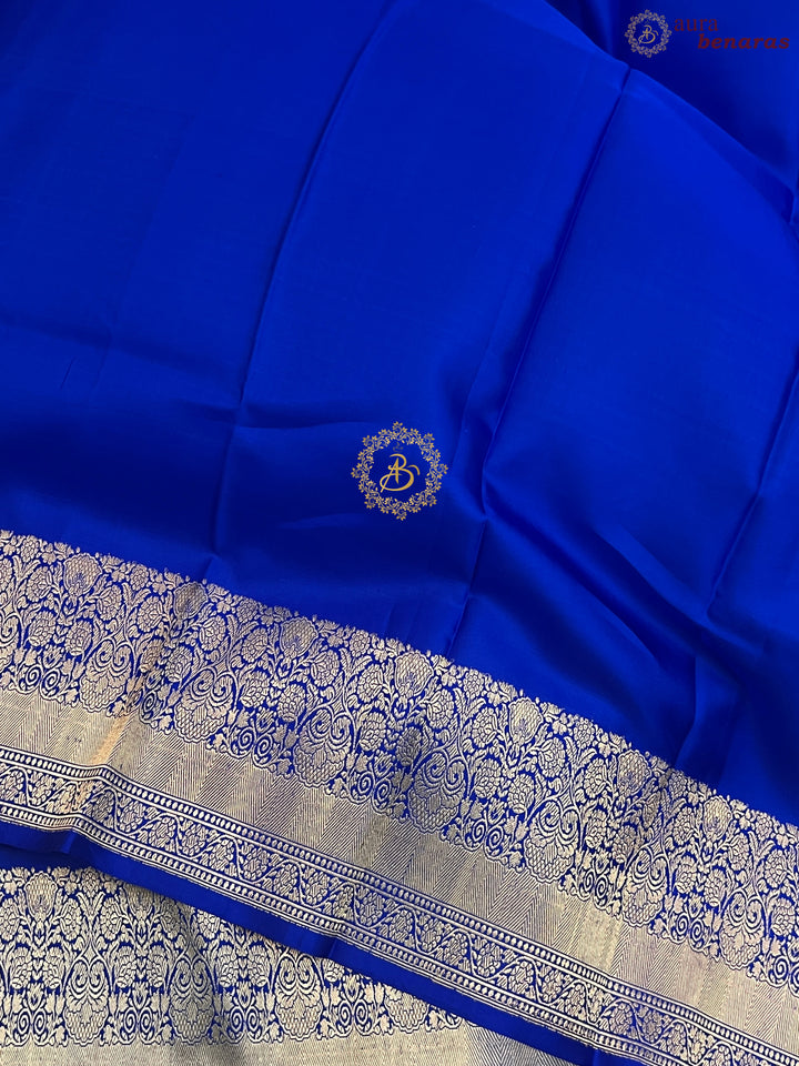 Royal Blue Pure Banarasi Handloom Mashru Silk Saree