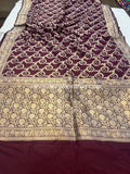 Brown Pure Banarasi Handloom Katan Silk Saree - Aura Benaras