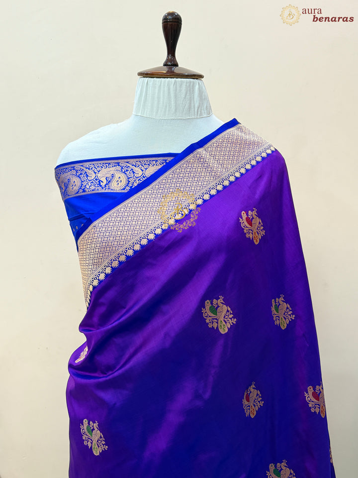 Purple Pure Katan Silk Handloom Banarasi Saree