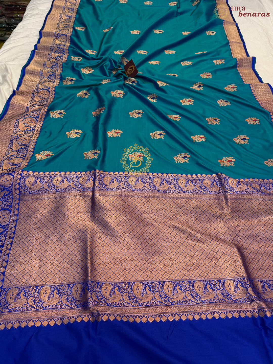Persian Blue Pure Katan Silk Handloom Banarasi Saree