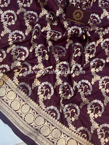 Brown Pure Banarasi Handloom Katan Silk Saree - Aura Benaras