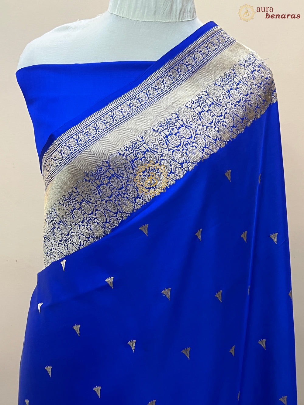 Royal Blue Pure Banarasi Handloom Mashru Silk Saree