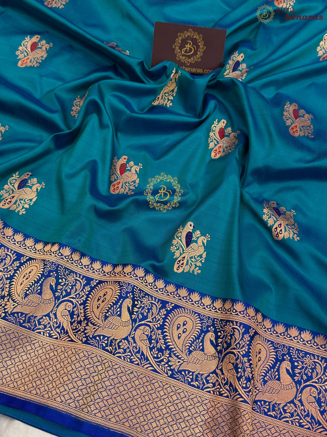 Persian Blue Pure Katan Silk Handloom Banarasi Saree