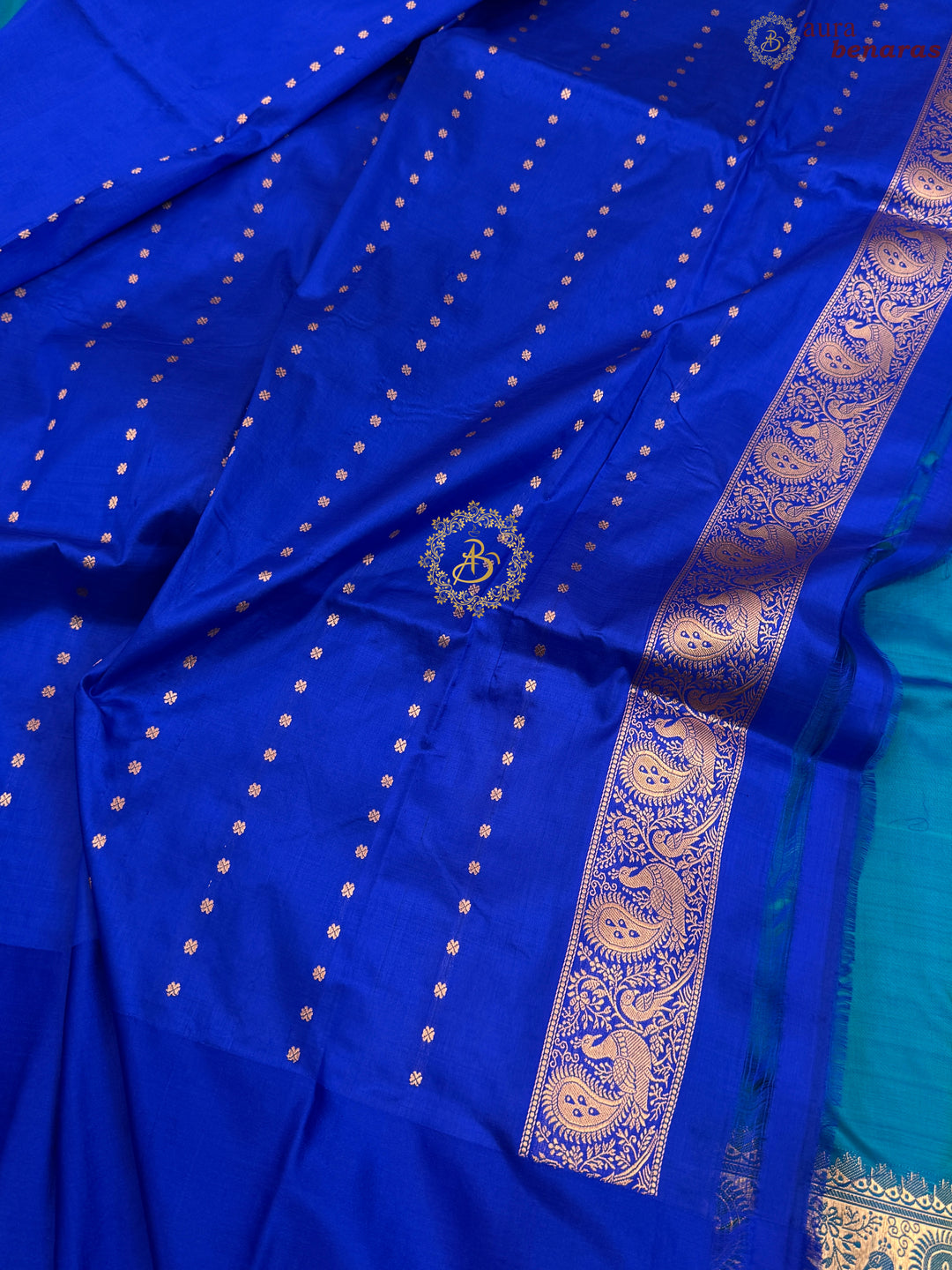 Persian Blue Pure Katan Silk Handloom Banarasi Saree