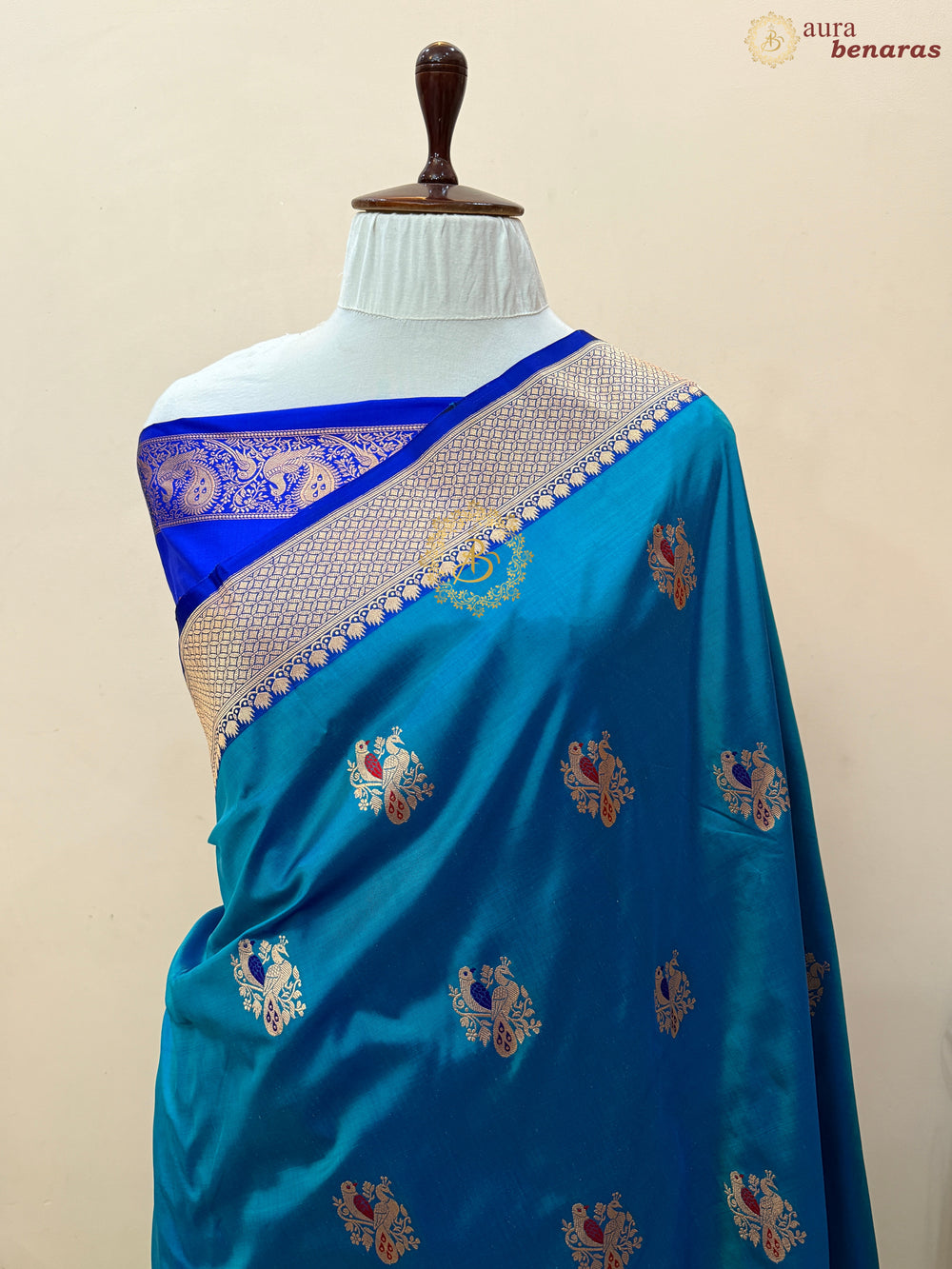 Persian Blue Pure Katan Silk Handloom Banarasi Saree