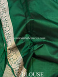 Bottle Green Pure Banarasi Handloom Katan Silk Saree - Aura Benaras