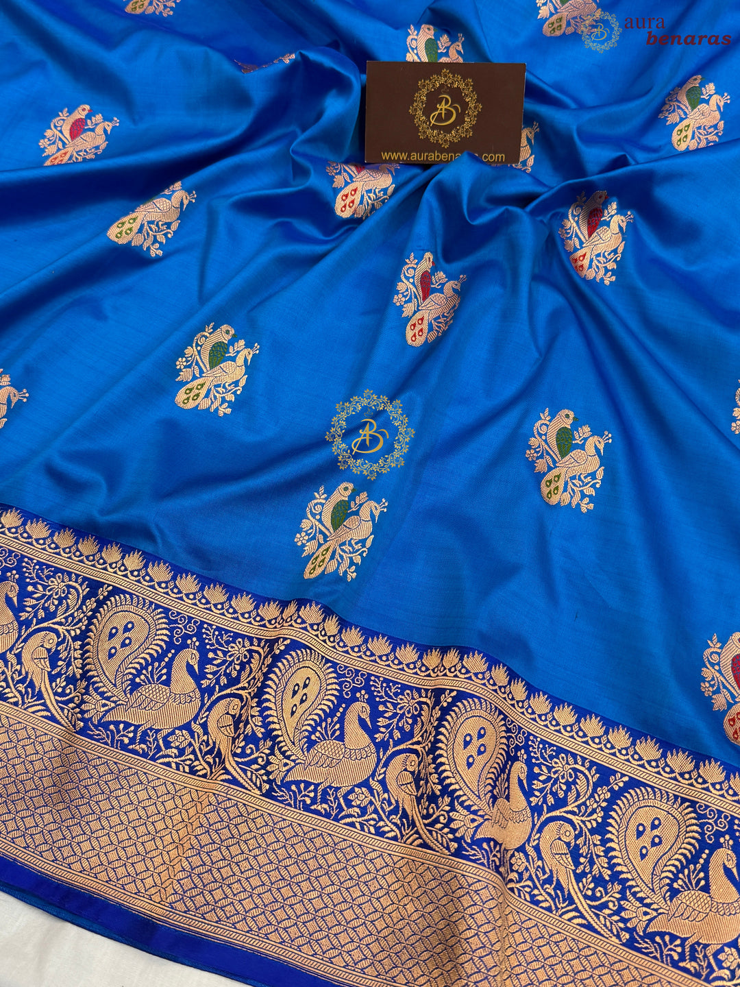 Firozi Blue Pure Katan Silk Handloom Banarasi Saree