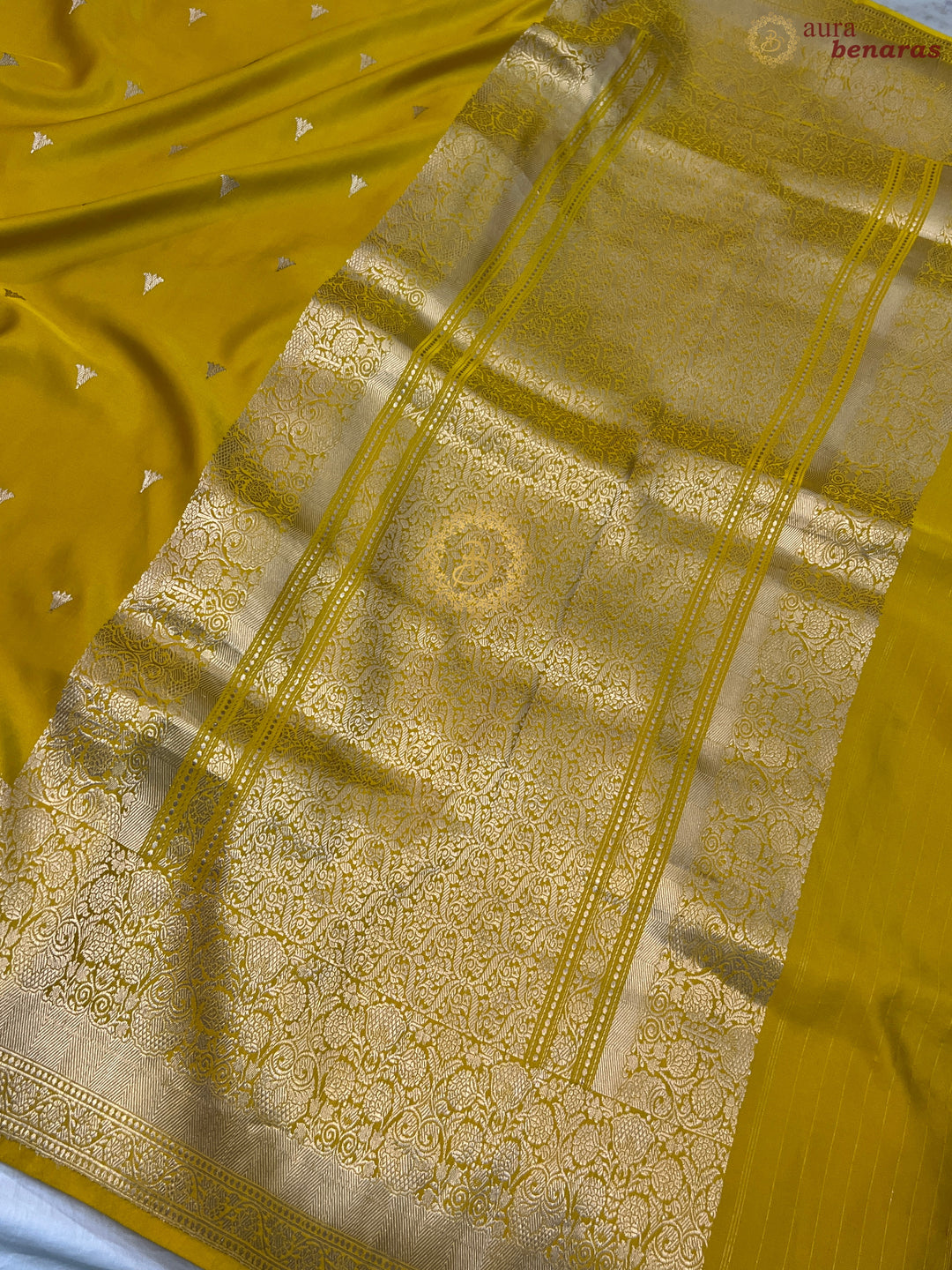 Yellow Pure Banarasi Handloom Mashru Silk Saree