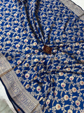 Deep Royal Blue Pure Banarasi Handloom Katan Silk Saree - Aura Benaras