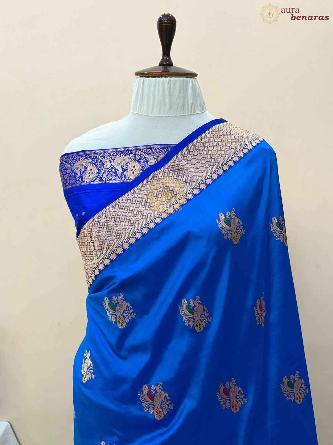 Firozi Blue Pure Katan Silk Handloom Banarasi Saree