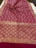 Maharani Pink Pure Banarasi Handloom Katan Silk Saree - Aura Benaras