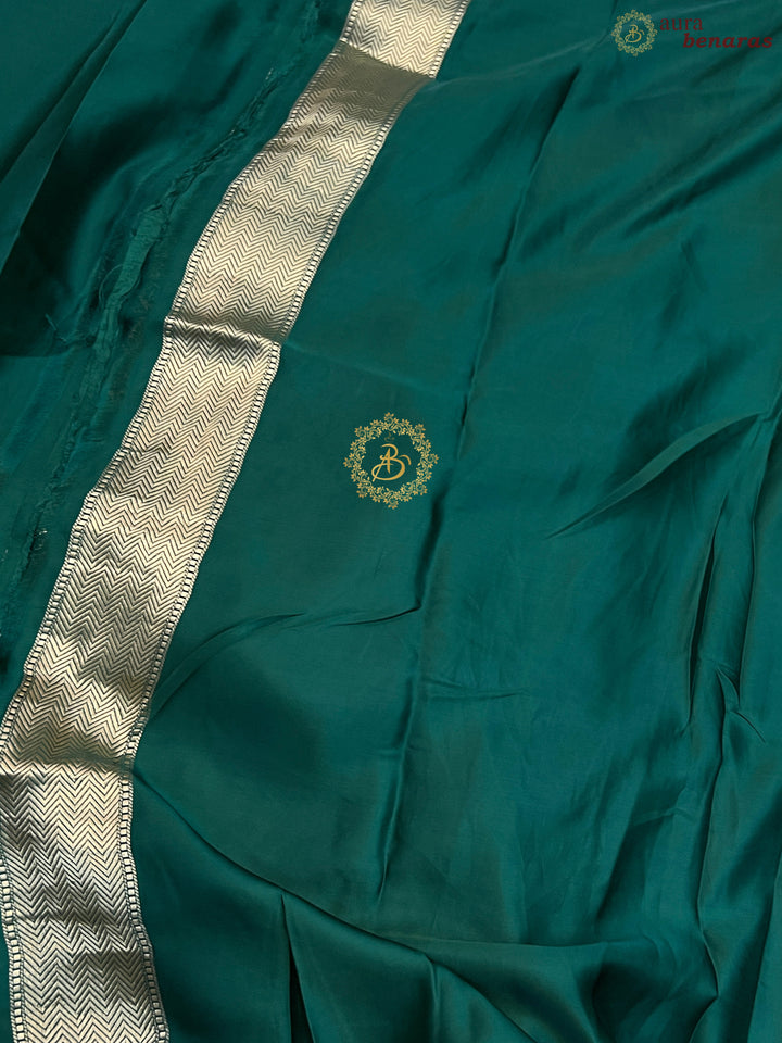 Bottle Green Pure Mashru Silk Handloom Banarasi Saree