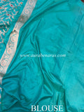 Turquoise Blue Pure Banarasi Handloom Katan Silk Saree - Aura Benaras