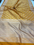 Yellow Pure Banarasi Handloom Katan Silk Saree - Aura Benaras