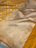 Yellow Pure Banarasi Handloom Katan Silk Saree - Aura Benaras