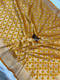 Yellow Pure Banarasi Handloom Katan Silk Saree - Aura Benaras