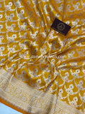 Yellow Pure Banarasi Handloom Katan Silk Saree - Aura Benaras