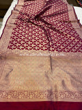 Magenta Pure Banarasi Handloom Katan Silk Saree - Aura Benaras