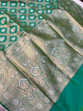 Sea Green Pure Banarasi Handloom Katan Silk Saree - Aura Benaras