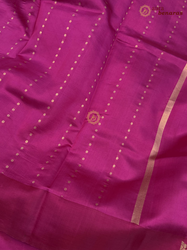 Rani Pink Pure Silk Handloom Banarasi Saree with Kadhwa Motifs