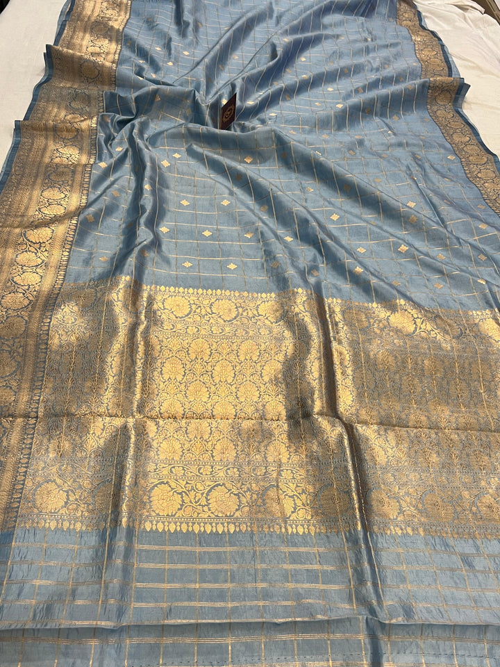 Blue Pure Banarasi Handloom Silk Saree - Aura Benaras